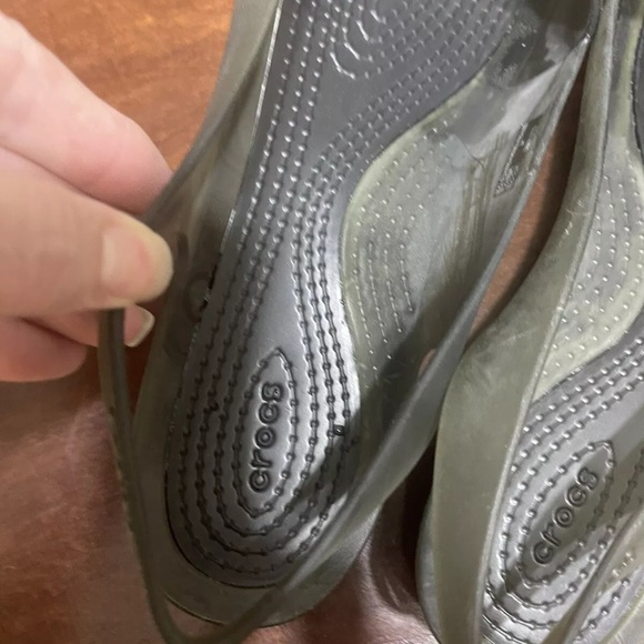 Crocs Shoes  Slingback Flats Translucent Sandals Smoke - Picture 8 of 9